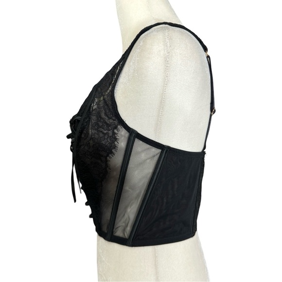 Victoria’s Secret Black Corset Top Size Small Romantic Goth Fairy Grunge Lace Up - Picture 6 of 11